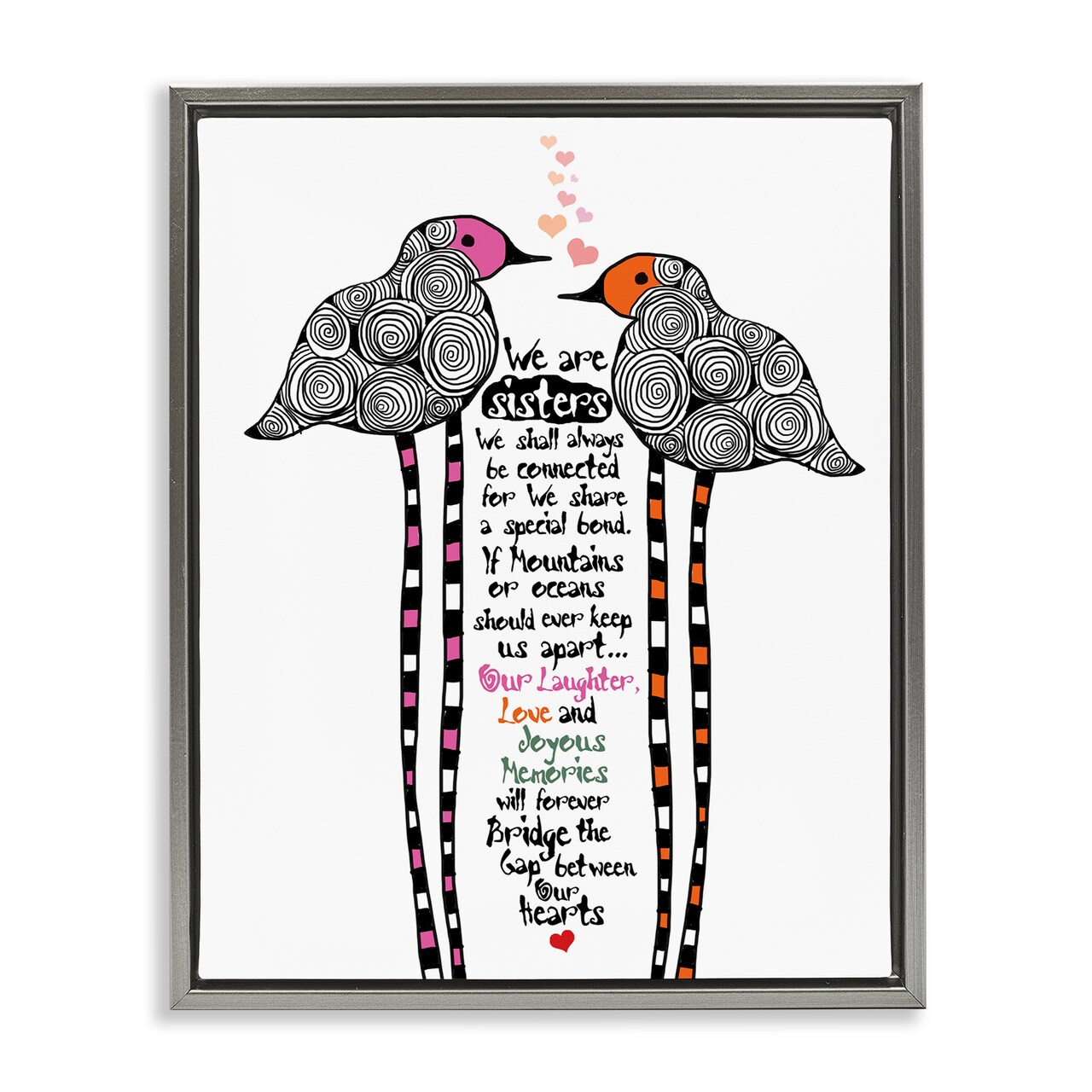 Stupell Industries We Are Sisters Bird Duo Floating Frame, design by Suzanne Millius